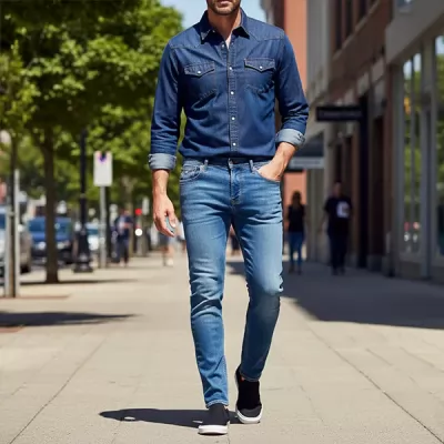 PANTALON JEAN LUMBERJACK HOMME SLIM BLEU JEANS